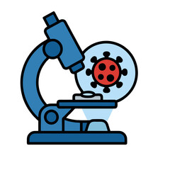 Fototapeta premium Microscope Virus Research Lab Science Medical Line Art Vector Illustration Character Isolated White Background Stock Illustration