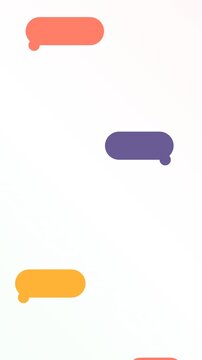 Colorful speech bubbles floating on a light background.