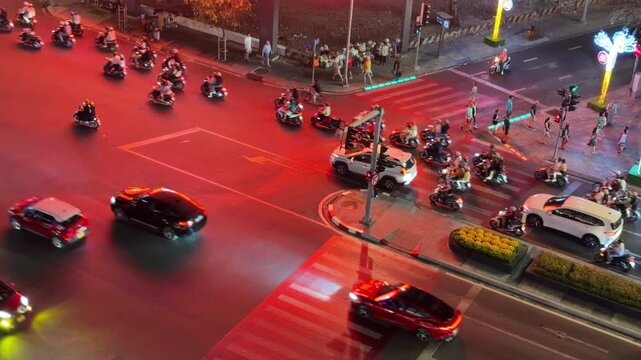 Vietnam Ho Chi Ming city traffic junction night