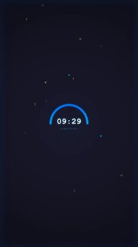Digital Clock Countdown Timer with Futuristic Neon Glow Effect.