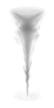 Realistic Wide Funnel Tornado Twister VFX Effect &mdash; Swirling Storm Wind Vortex Motion Graphics Illustration on Black Background
