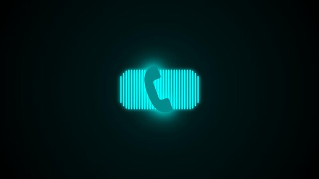 Abstract glowing phone icon on a dark background with digital lines.