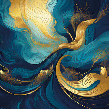 Abstract  background in blue and golden swirls