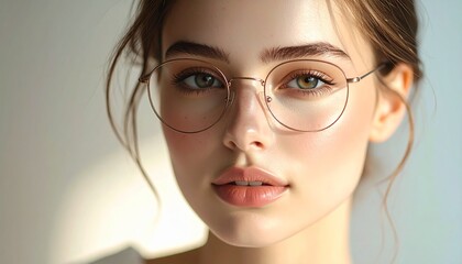 Fototapeta premium Luxury Model Soft Close Up Thin Metal Glasses