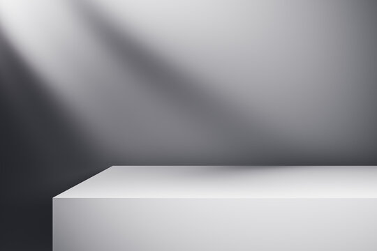 White podium platform mockup for product presentation, branding, placement and creative design with clean copy space background. 3D Rendering