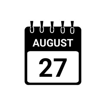 August 27 Calendar date Vector icon Illustration. Day calendar with date August 27. Checklist day calendar.