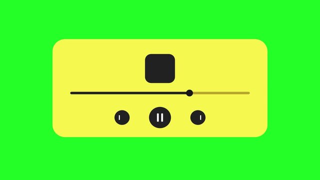 Minimalist Music Player UI Interface on Green Screen Background for Editing