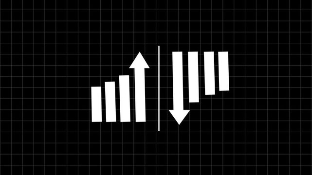 Business Growth Chart with Up and Down Arrows Animation.Motion graphics of concept