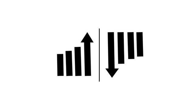 Business Growth Chart with Up and Down Arrows Animation.Motion graphics of concept