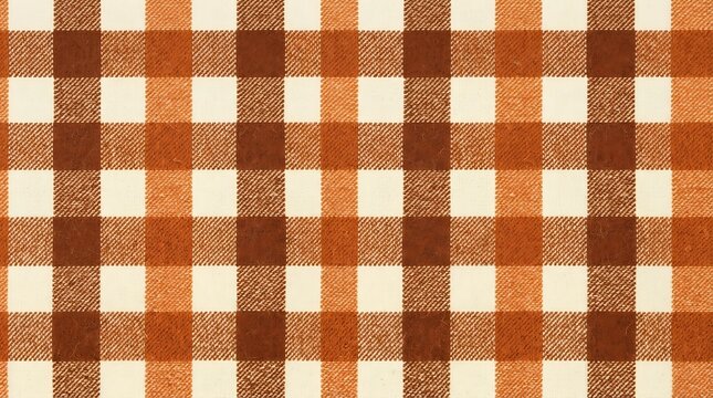 Brown and cream gingham fabric texture seamless pattern for rustic backgrounds and crafts