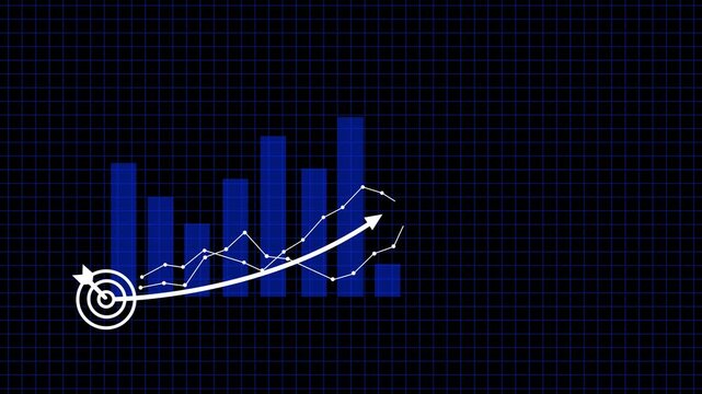 chart with arrow bar graph blue with arrow, professional look and feel.Motion graphics of concept