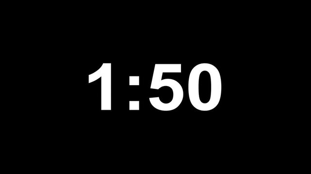 2 minutes Countdown timer, 2 minutes displays a timer counting down minutes and seconds.Motion graphics of concept