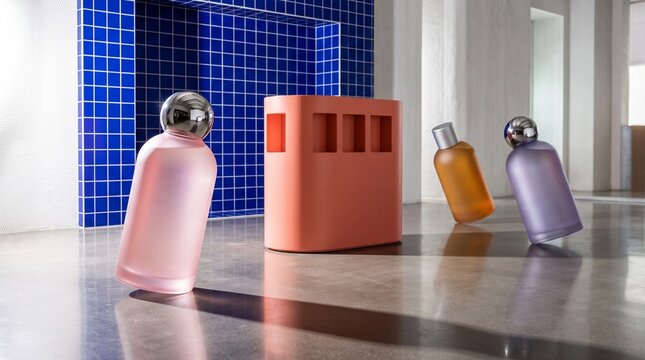 Beauty vessels circle a refill station in motion
