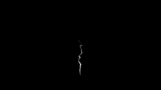 White steam spins and rises from the pan. White smoke rises from a large pot, which is located behind the frame. Isolated black background..black screen