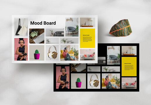 Minimal Black White Mood Board Template