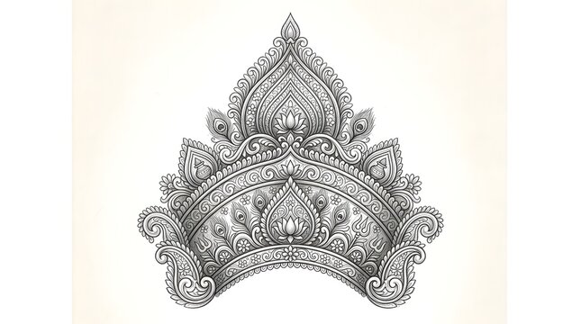 Decorative indian crown headpiece with intricate traditional patterns