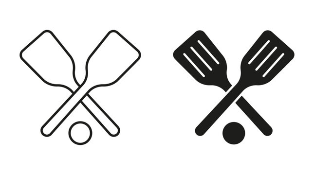 Spatula icon vector illustration in outline and solid style