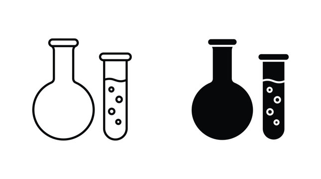 Science beaker icon vector illustration in outline and solid style