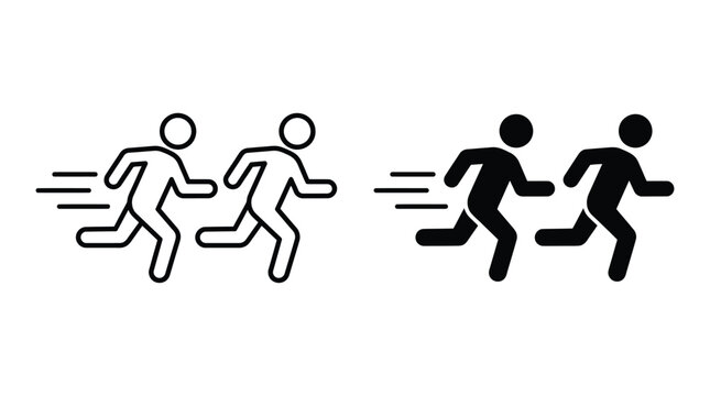 Running people icon vector illustration in outline and solid style