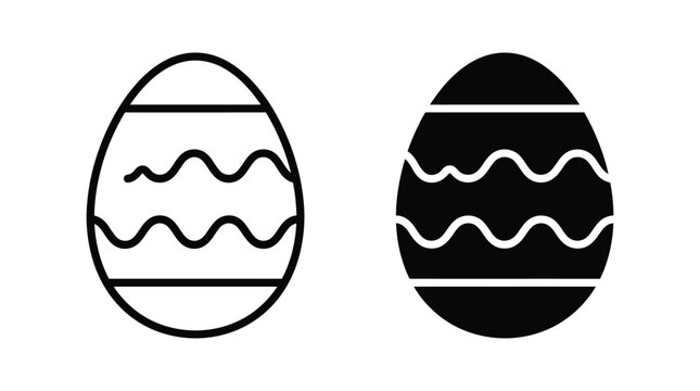 Easter egg vector icon set in outline and solid style