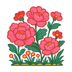 Obraz premium PNG Vibrant floral garden illustration