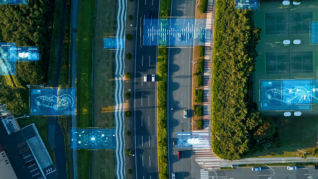  都市交通とデジタルテクノロジー　ITS　MaaS　ドローン空撮