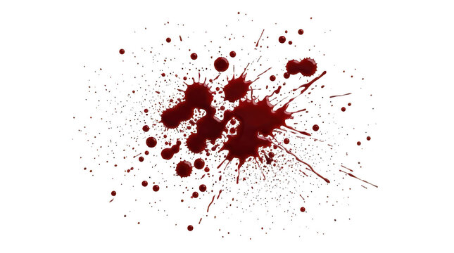 Red blood splatter isolated on transparent background