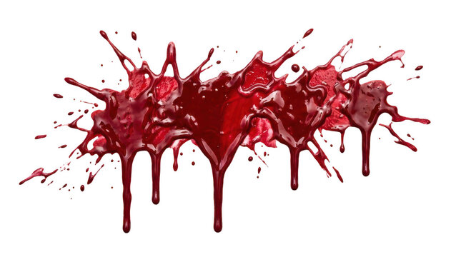 Blood drip splatter isolated on transparent background
