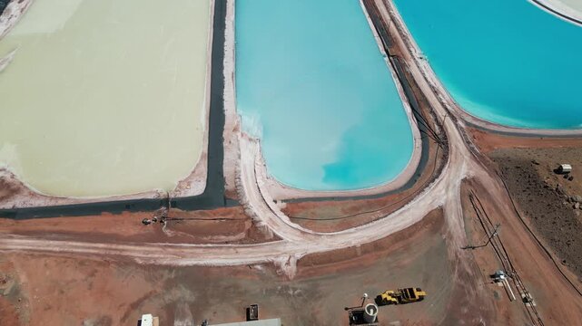 Aerial view of Potash Ponds in Moab, United States.