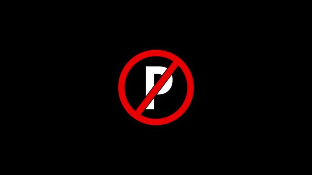 No Parking warning symbol with red prohibition circle.Red prohibition symbol with diagonal line across a circle.
