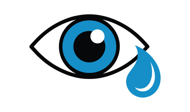 Tearful Eye: A graphic representation of a blue eye with a teardrop falling, symbolizing sadness, emotion, or distress.