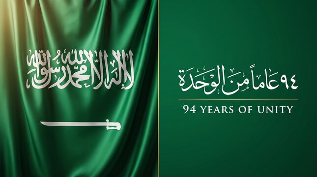 94 Years of Unity Saudi National Day Split Panel Banner