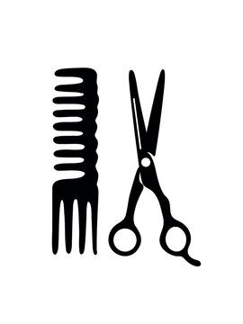 barber scissors and hair comb for professional hairstyling