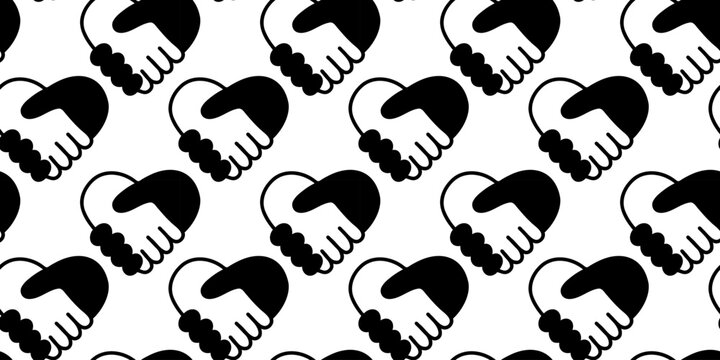seamless black and white care and support pattern