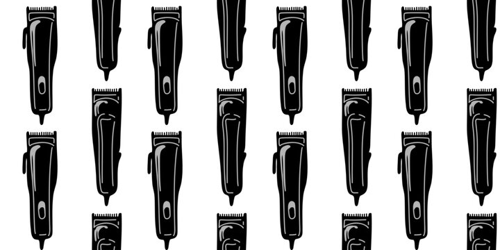 seamless barber tools pattern with hair clippers