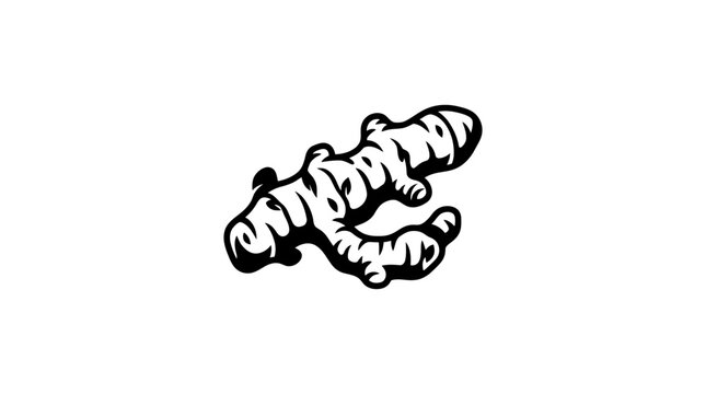 Detailed ginger root botanical illustration.