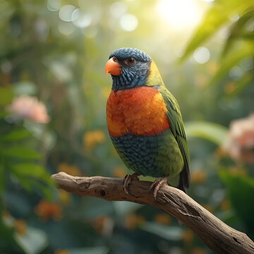 colorful parrot on a branch