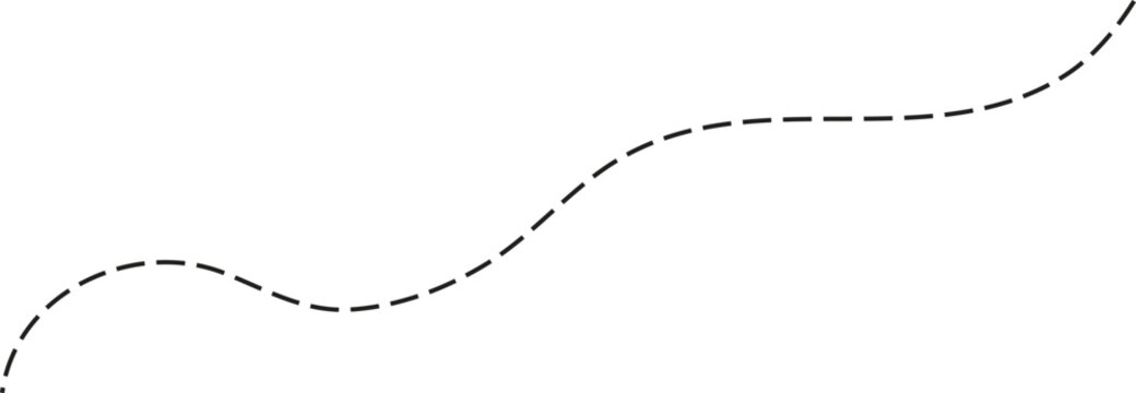 Dashed curved line path transparent vector illustration