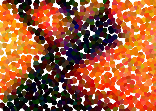 Abstract background with colorful circles and dots pattern in orange red and black