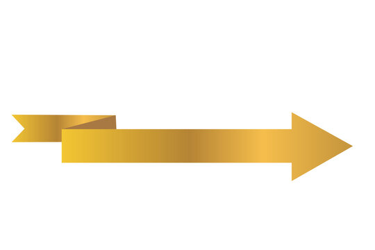 Gold arrow ribbon vector illustration isolated on transparent background