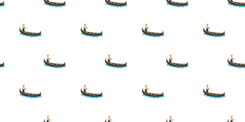 Fototapeta premium Seamless pattern with Venetian gondoliers in gondolas