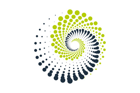 Abstract spiral dot pattern vector isolated on transparent background