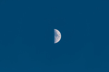 Half Moon in Clear Blue Daytime Sky with Copy Space © Sabriel Smutný