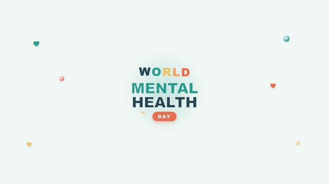 World mental health day typography pattern on white background