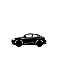 Fototapeta premium Minimalist black silhouette of a modern coupe car isolated on white background