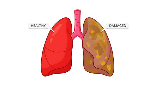 Detailed anatomical illustration of human lungs with bronchi and trachea