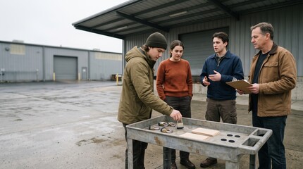 Fototapeta premium Field lab group reviews physical security skills