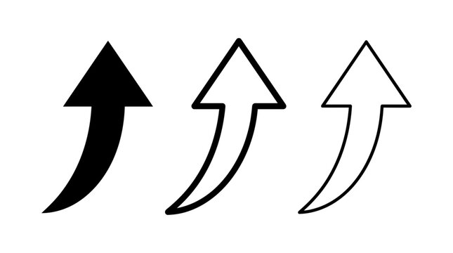 Arrows vector illustration showing upward direction, growth, and progress with black and outline design styles