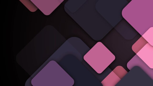 Abstract geometric background with overlapping rounded squares and soft shadows animation