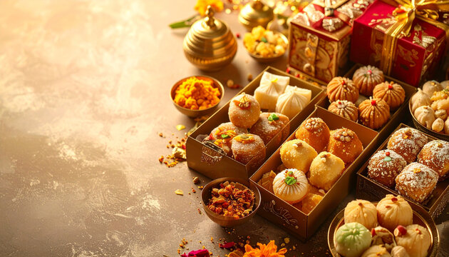 Luxurious Festive Indian Sweets Assortment Box Set for Diwali Celebrations